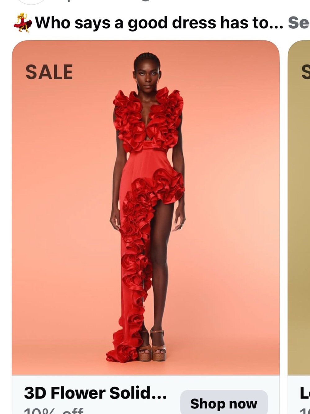 Red High-Low Ruffled Evening Dress
